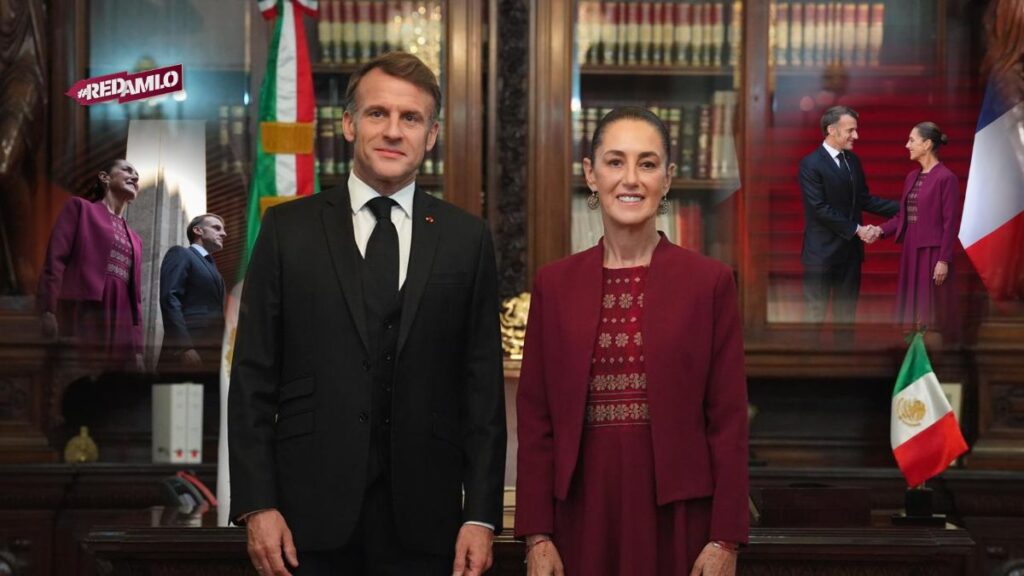 Sheinbaum recibe a Emmanuel Macron en Palacio Nacional