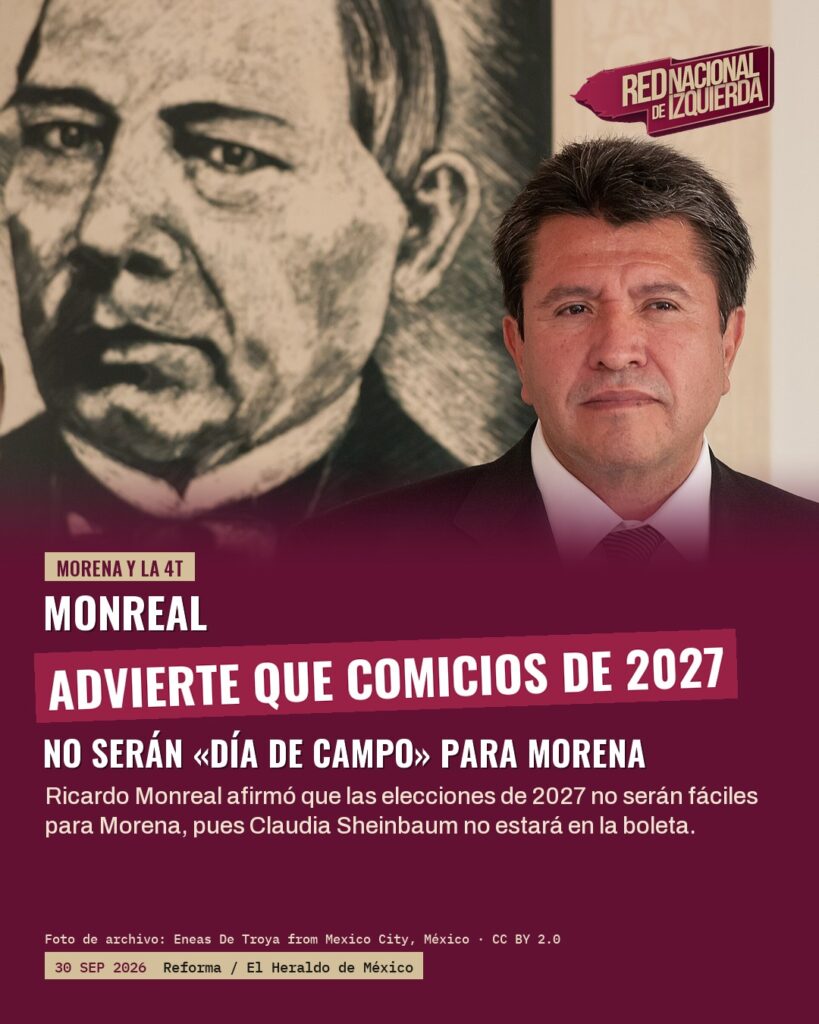 Monreal advierte que comicios de 2027 no serán «día de campo» para Morena