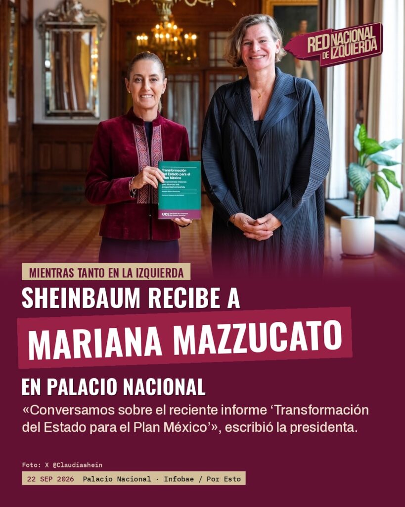 Sheinbaum recibe a Mariana Mazzucato en Palacio Nacional