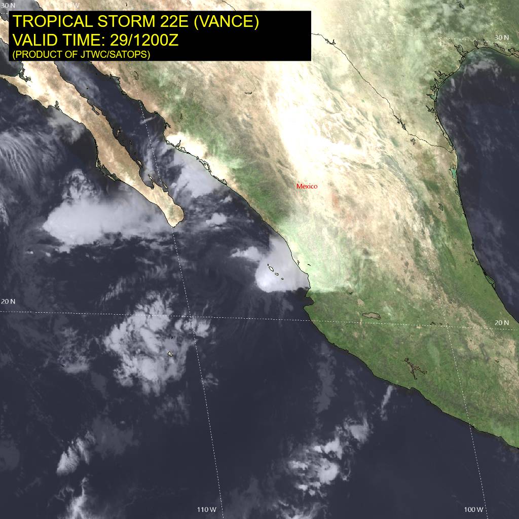 Tormenta tropical Vance se acerca a BCS y Sinaloa con lluvias intensas