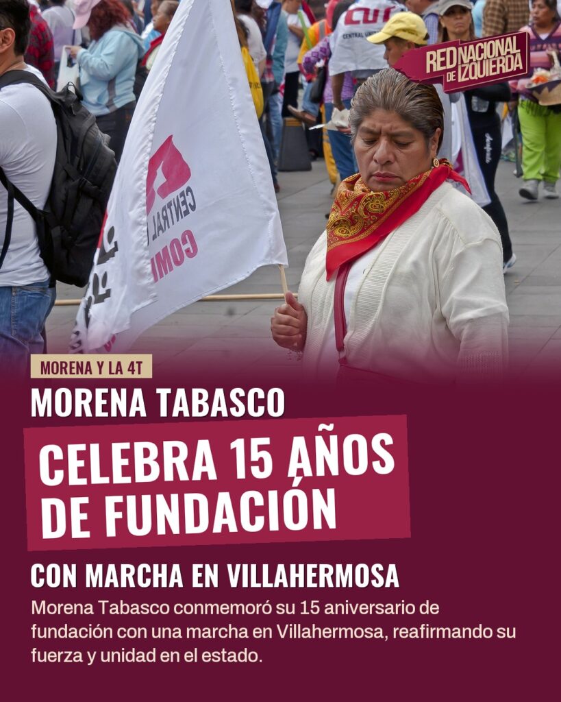 Morena Tabasco celebra 15 años de fundación con marcha en Villahermosa