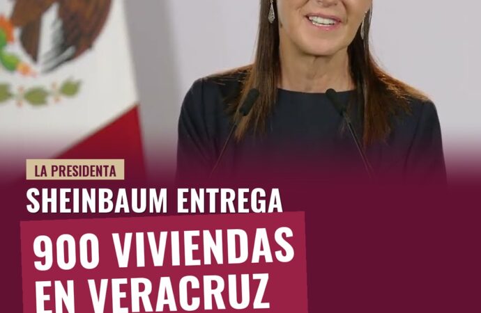 Sheinbaum entrega 900 viviendas en Veracruz y reporta 43% de avance nacional