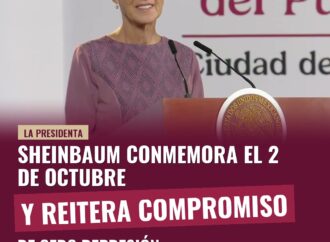 Sheinbaum conmemora el 2 de octubre y reitera compromiso de cero represión