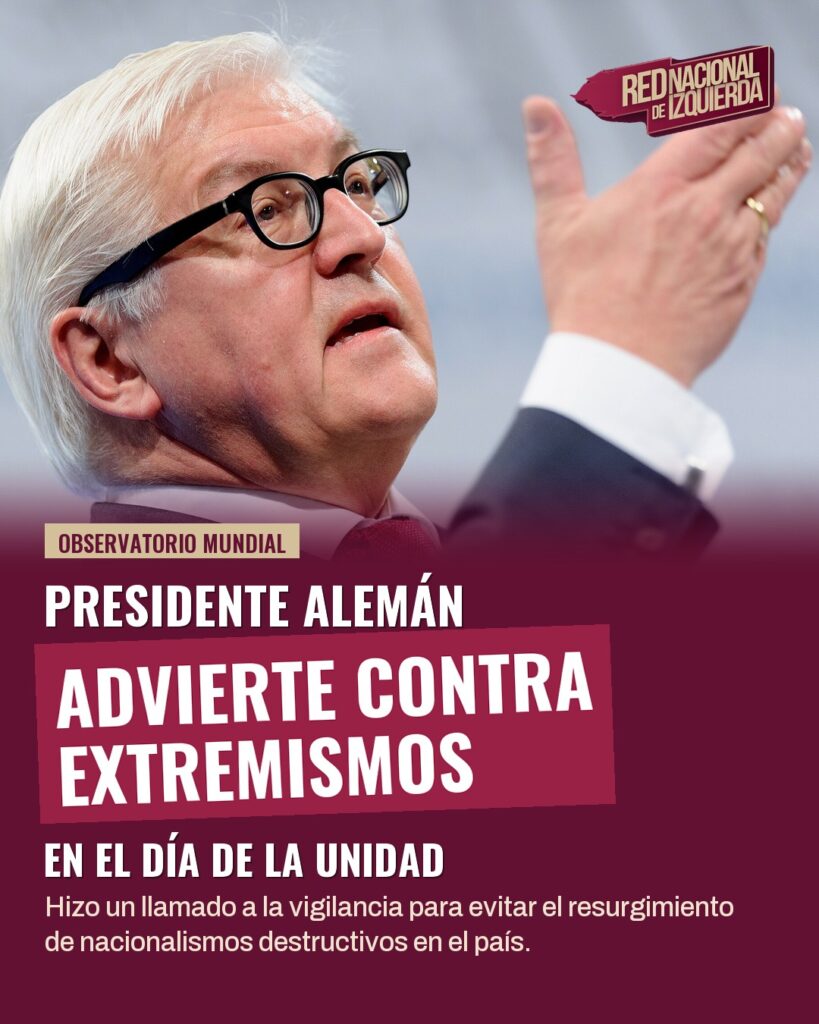 Presidente alemán advierte contra extremismos en el Día de la Unidad